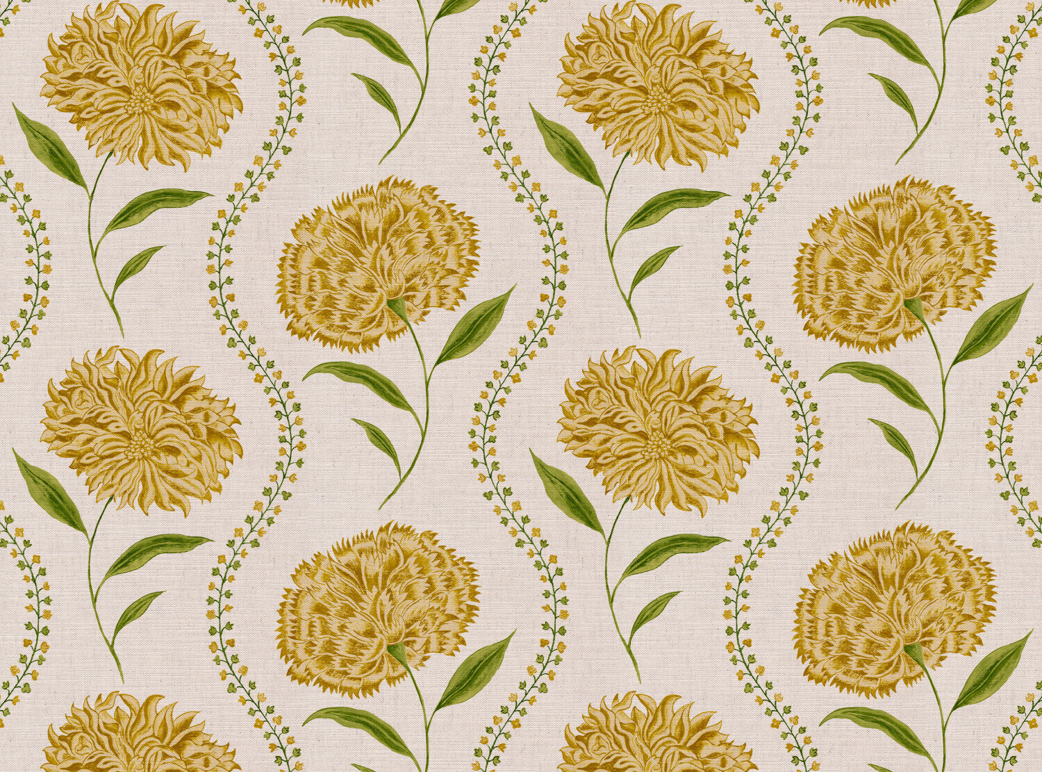 CW: Yellow and green white ground | BASE: Mercia Linen