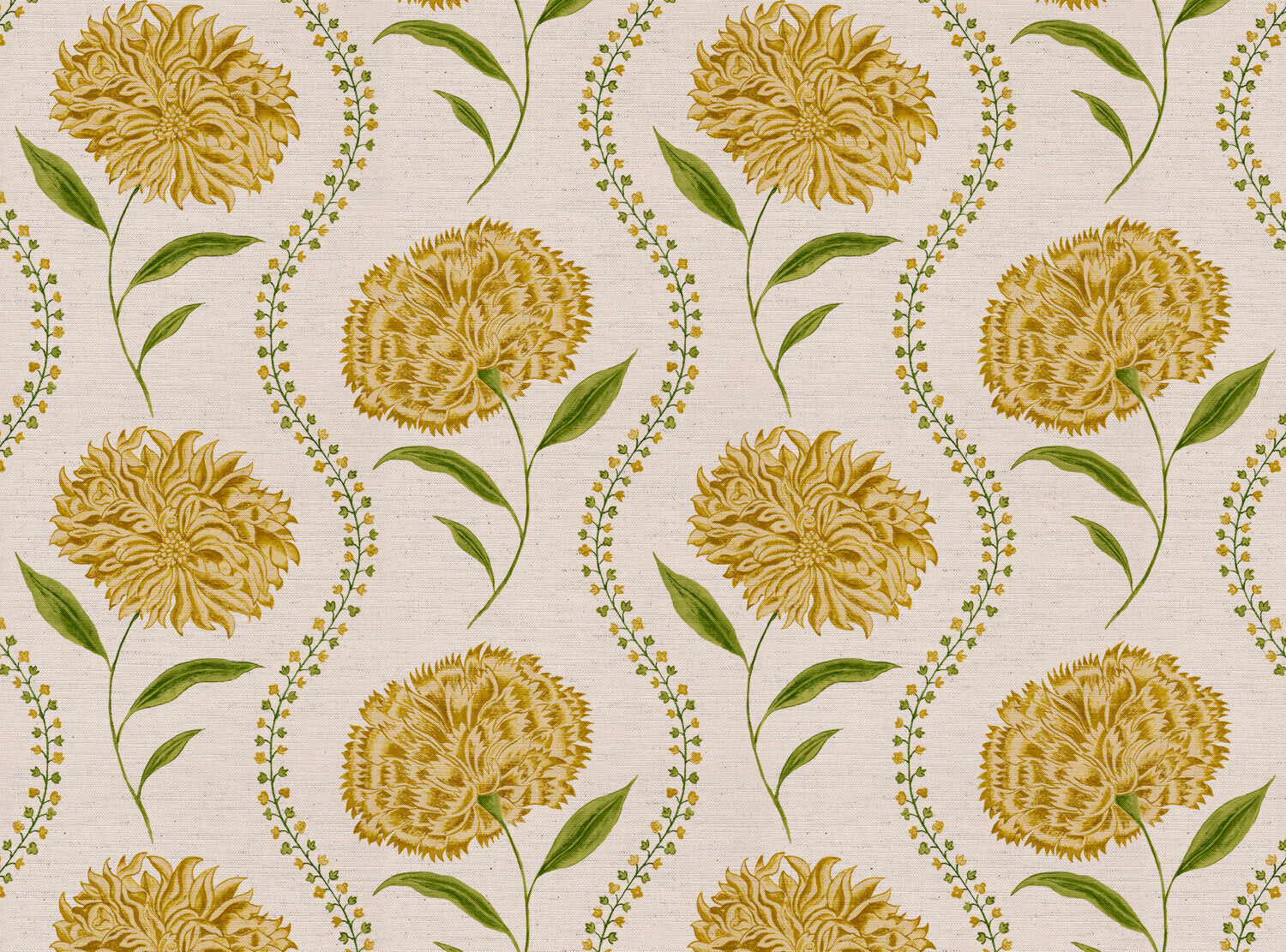 CW: Yellow and green white ground | BASE: Natural Luxury Linen