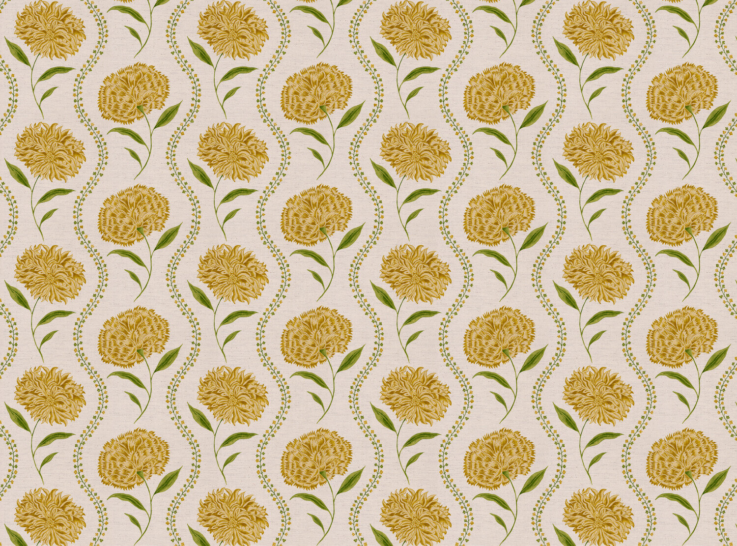 CW: Yellow and green white ground | BASE: Natural Luxury Linen