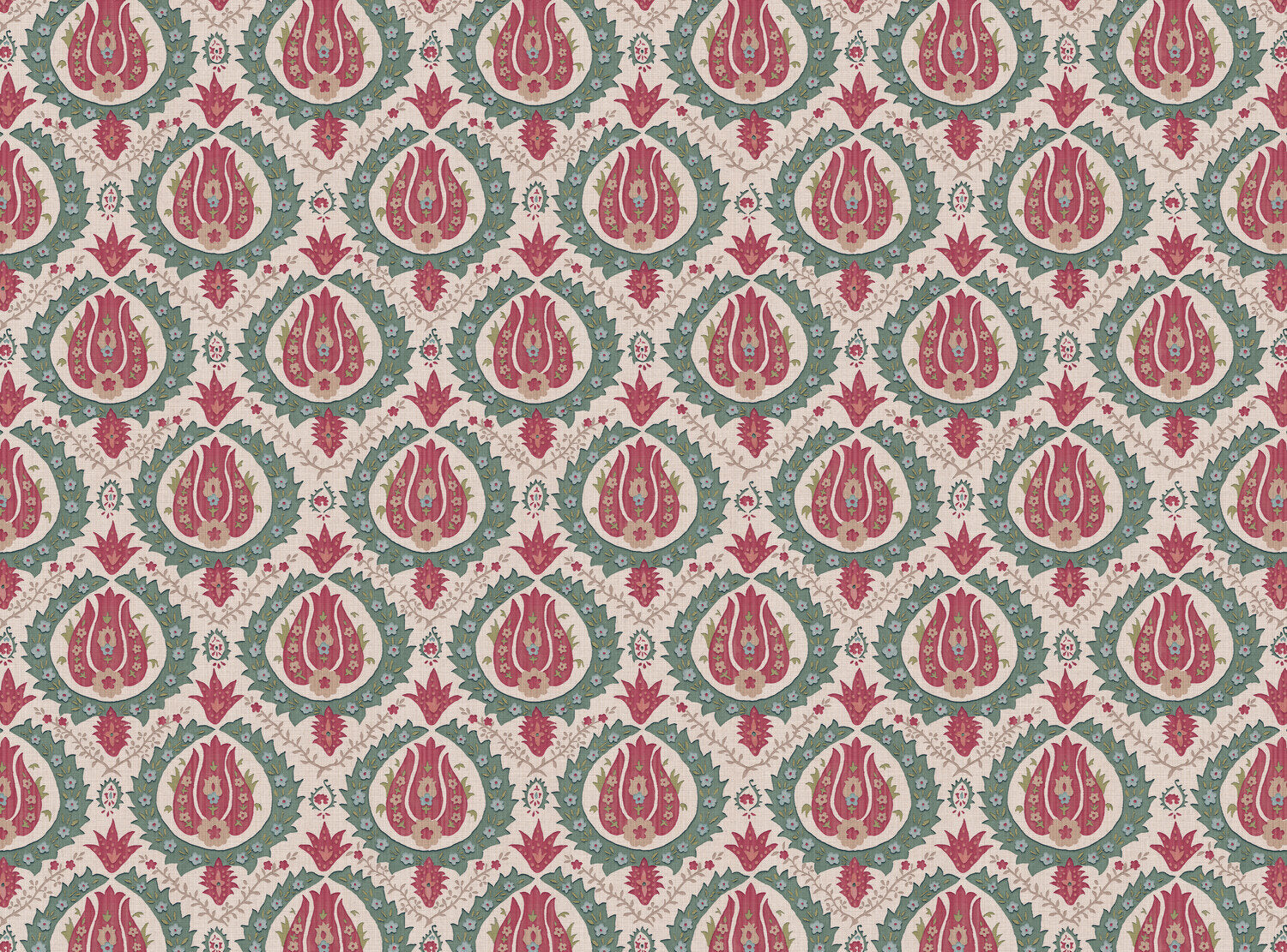 CW: Soft pinky red green gold and blue | BASE: Mercia Linen