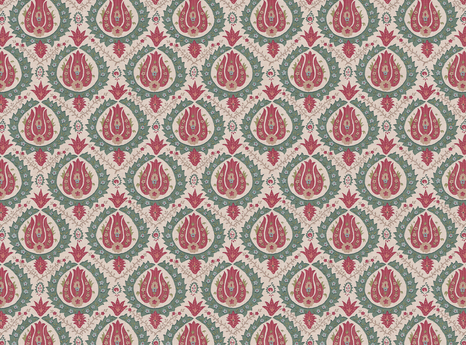 CW: Soft pinky red green gold and blue | BASE: Natural Luxury Linen