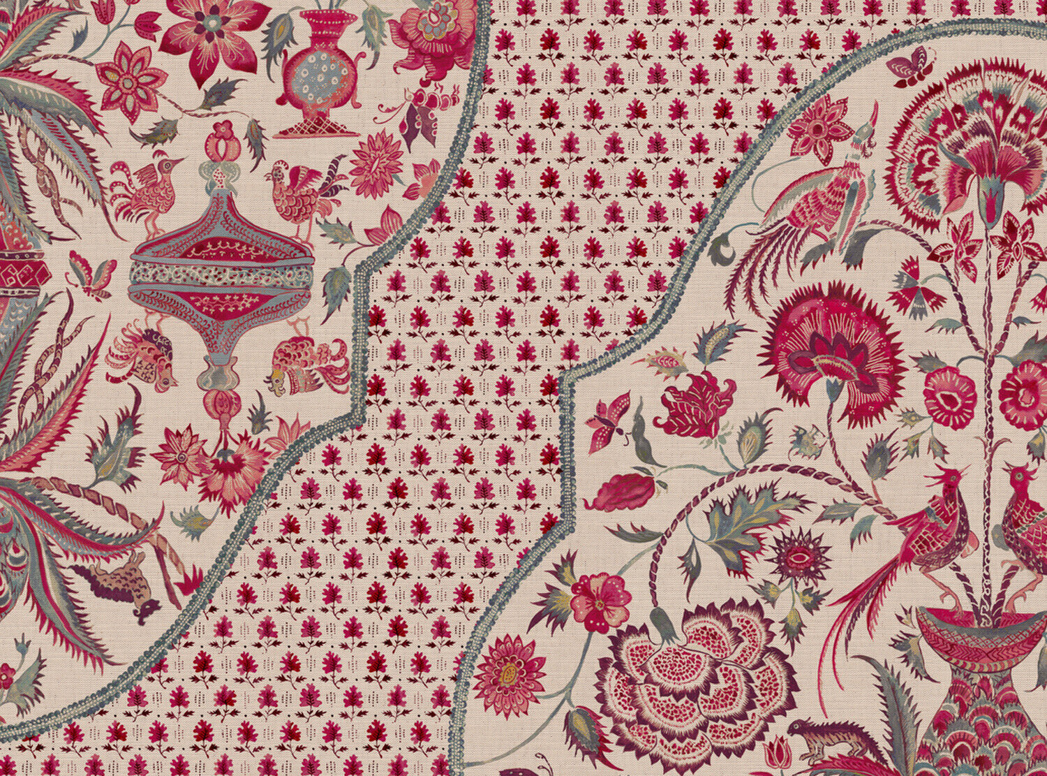 CW: Indienne leafy background | BASE: Mercia Linen