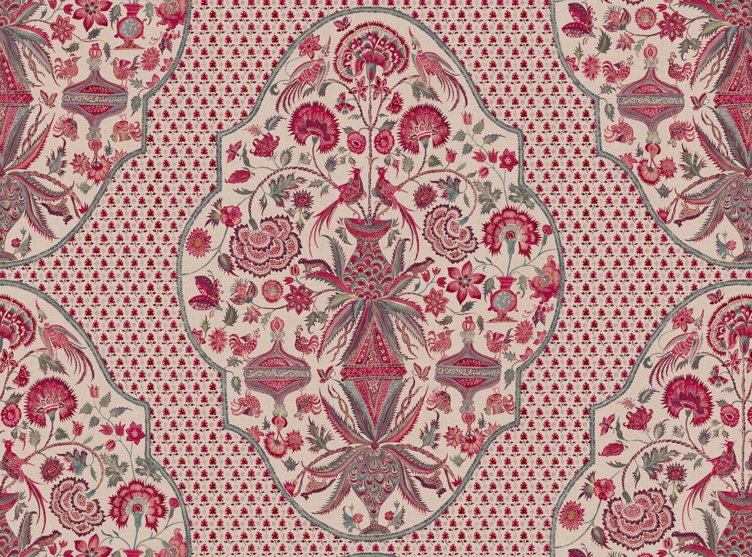 CW: Indienne leafy background | BASE: Mercia Linen