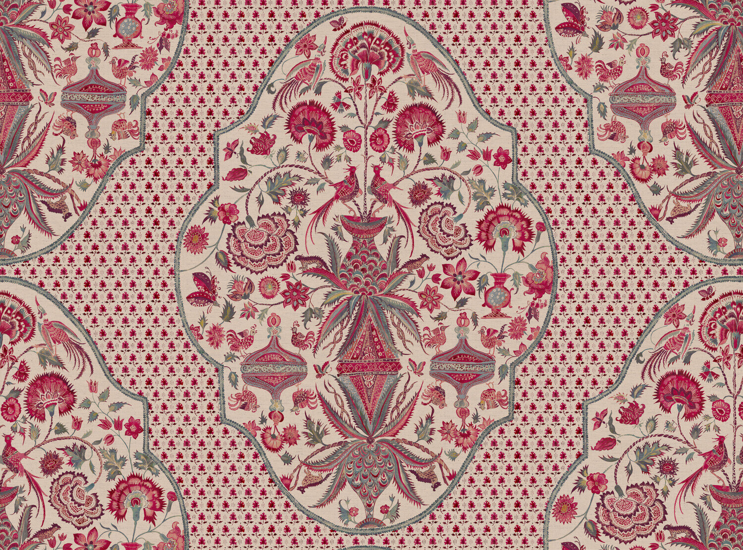CW: Indienne leafy background | BASE: Natural Luxury Linen