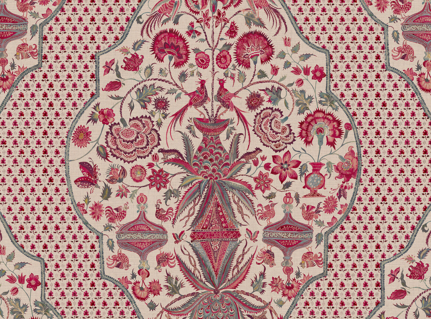 CW: Indienne leafy background | BASE: Mercia Linen