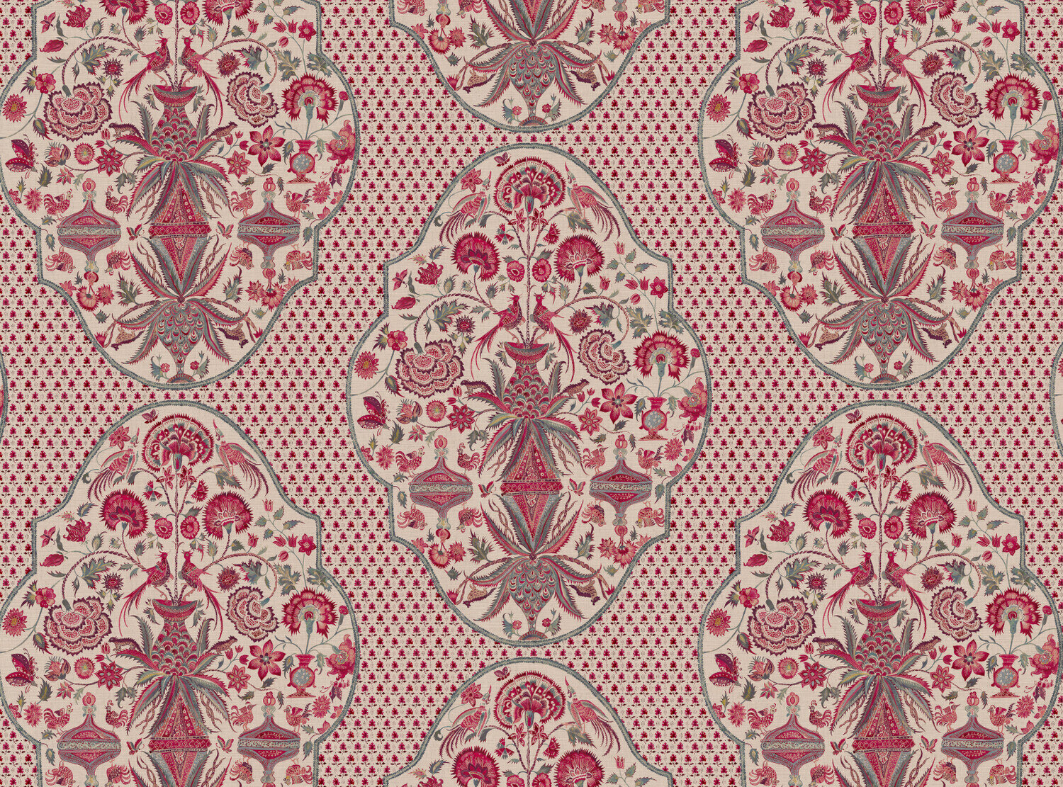 CW: Indienne leafy background | BASE: Mercia Linen