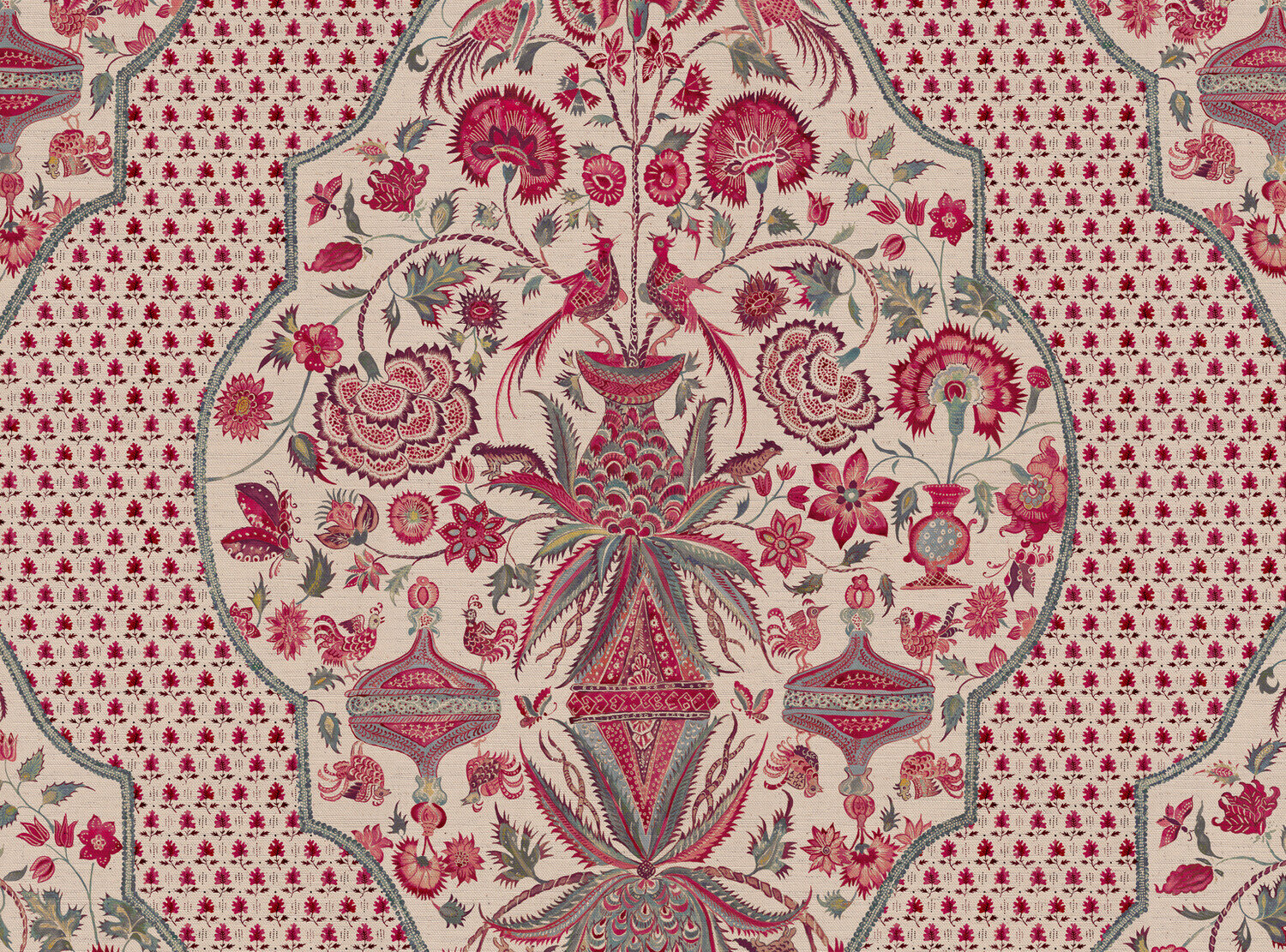 CW: Indienne leafy background | BASE: Natural Luxury Linen