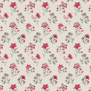 Warm red green and blue cream ground