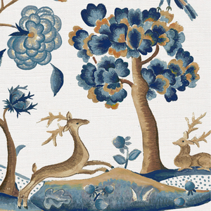 Azure and chocolate white ground