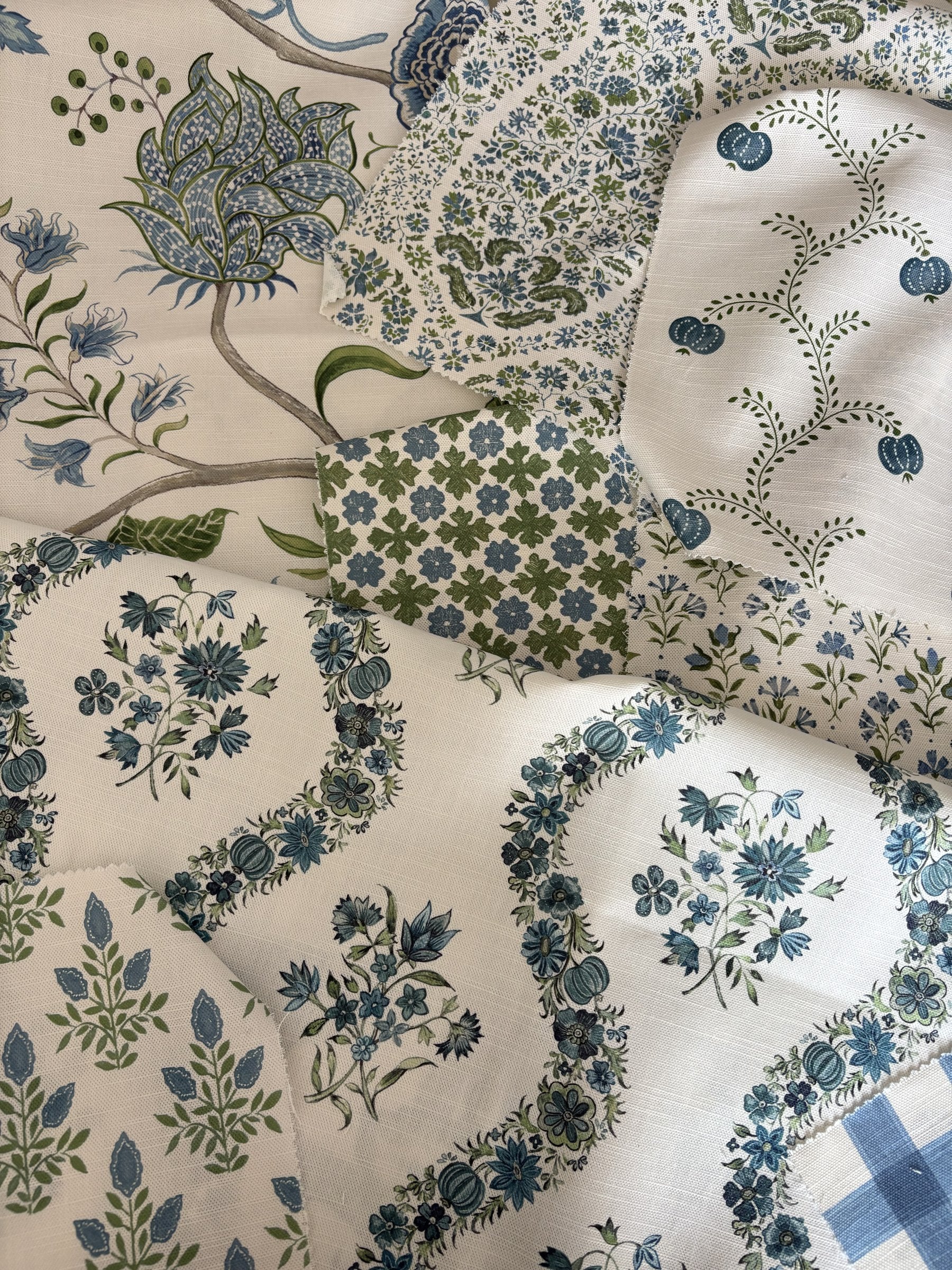 Blue and Green fabric mix by Alison Gee