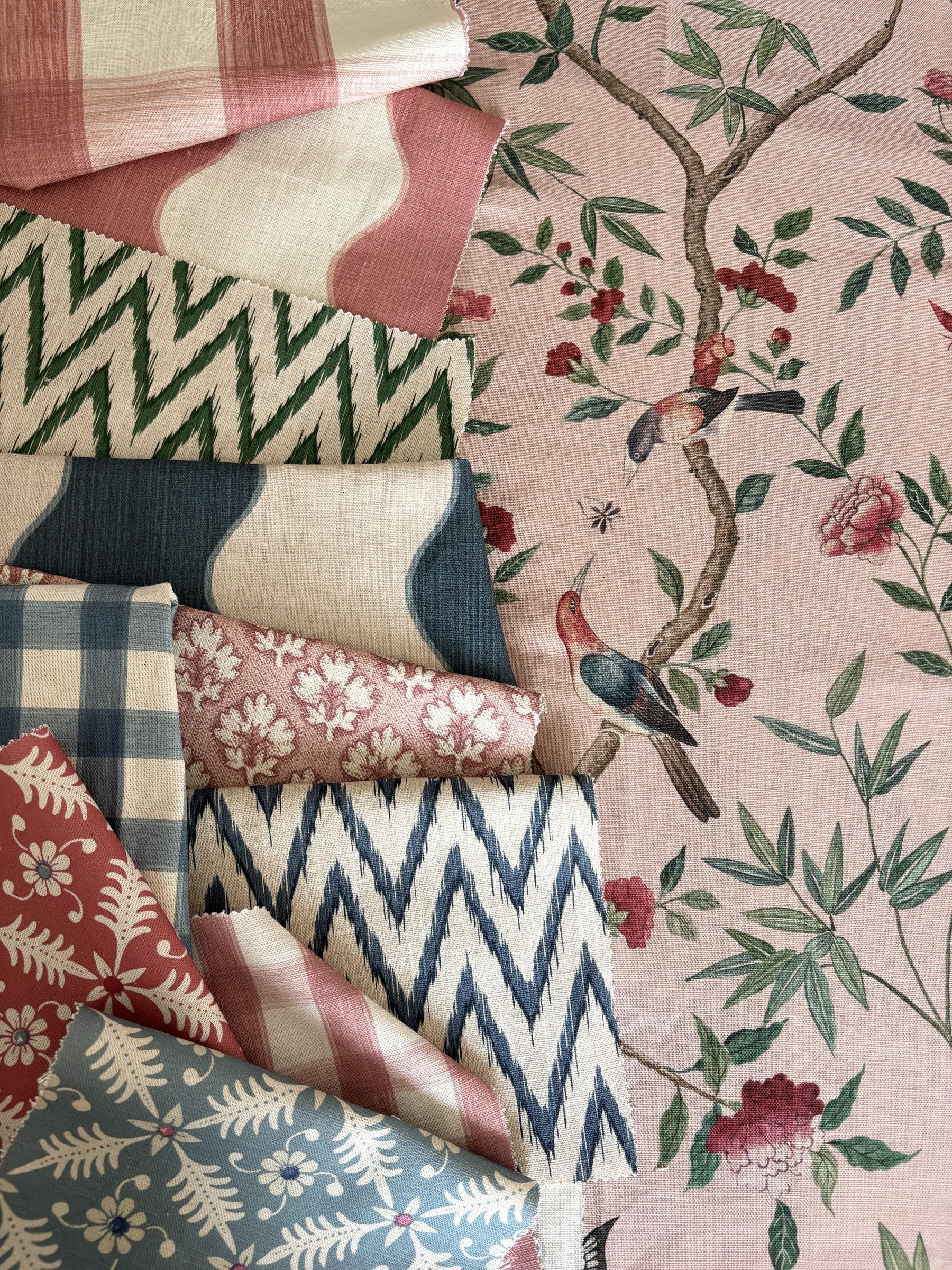 Chinoiserie Garden fabric mix by Alison Gee