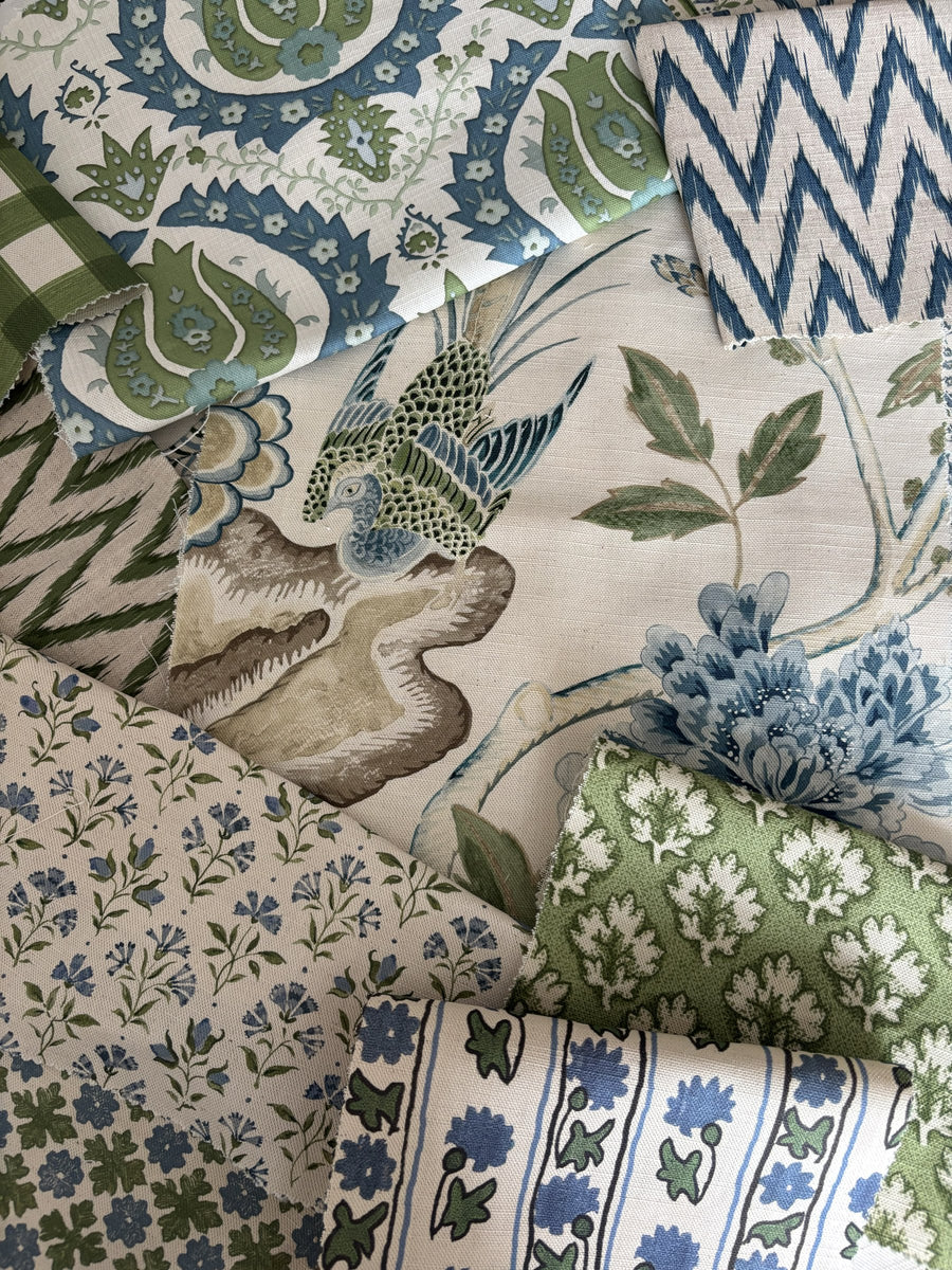 Country Blues and Greens fabric mix by Alison Gee