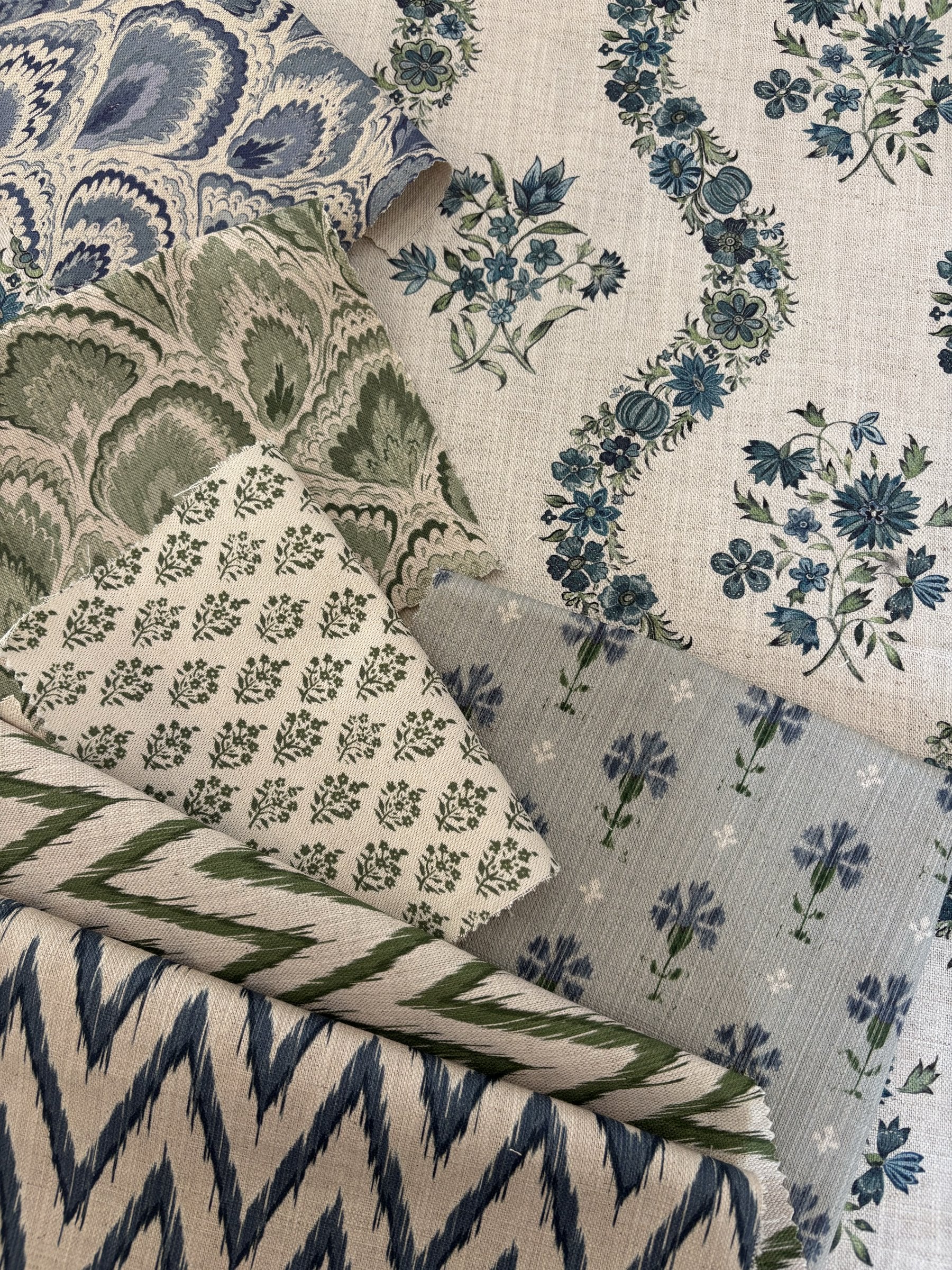 Delft and Fern fabric colour story by Alison Gee