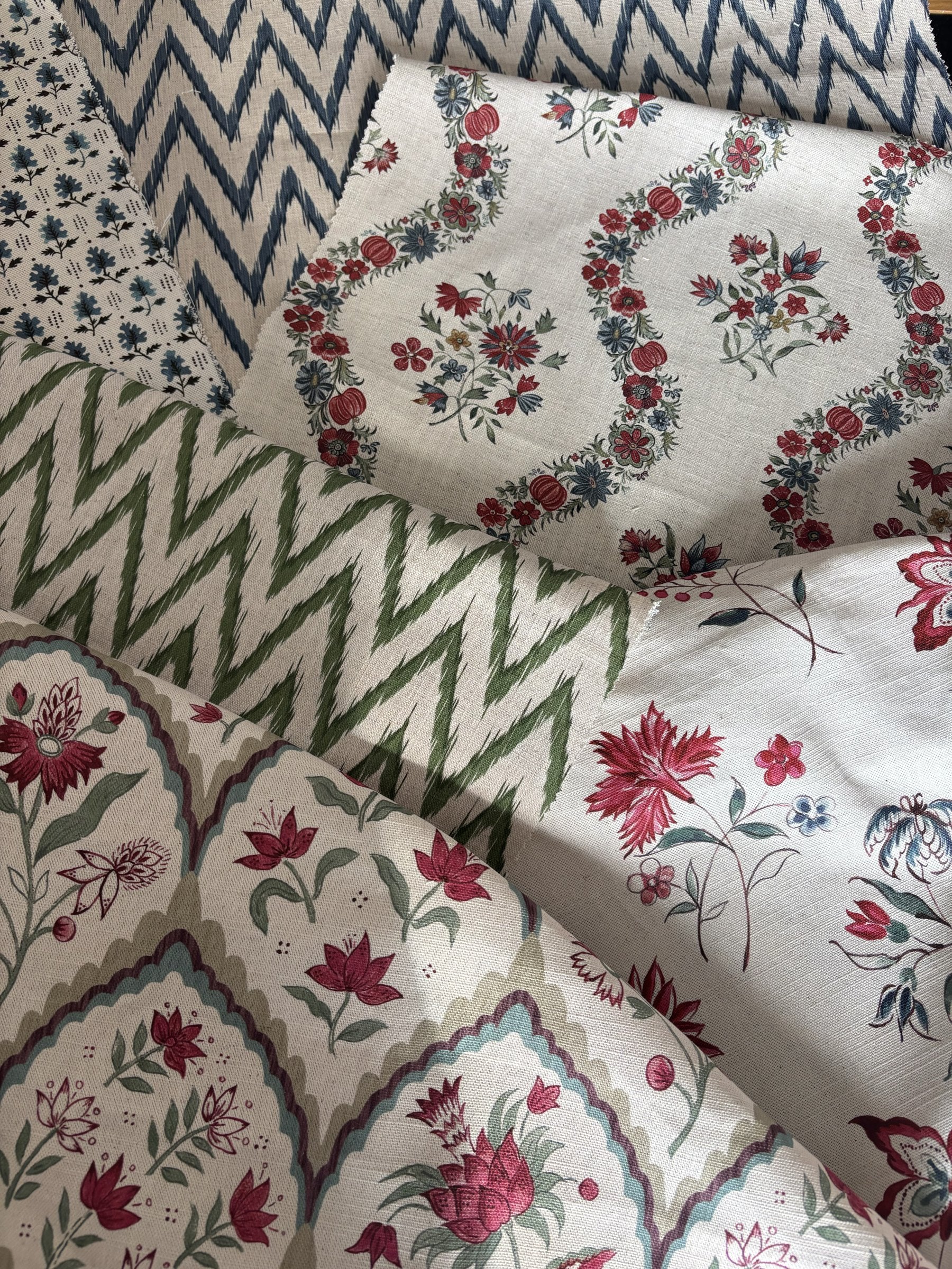 Florals and Flames fabric mix by Alison Gee