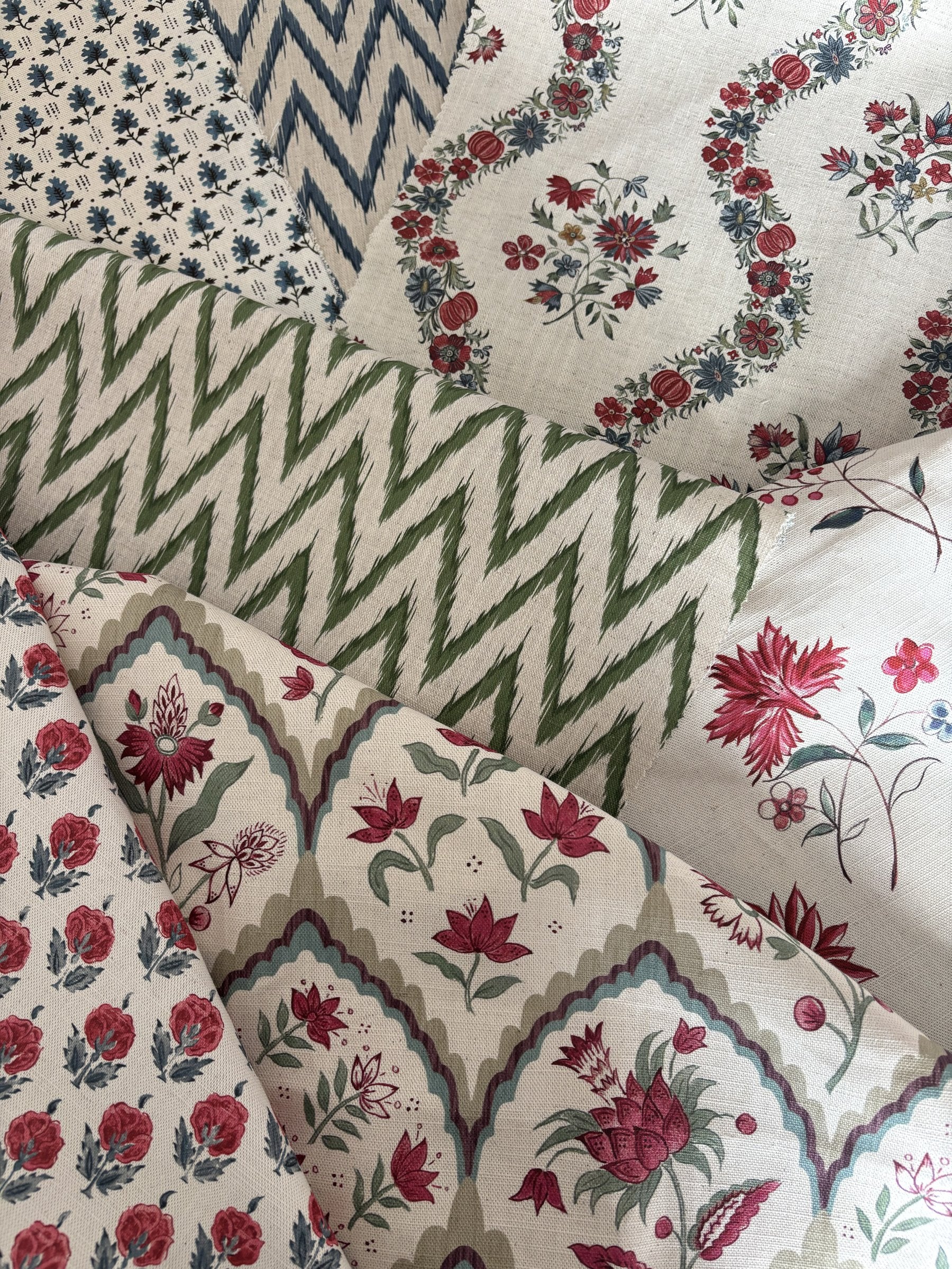 Florals and Flames fabric mix by Alison Gee