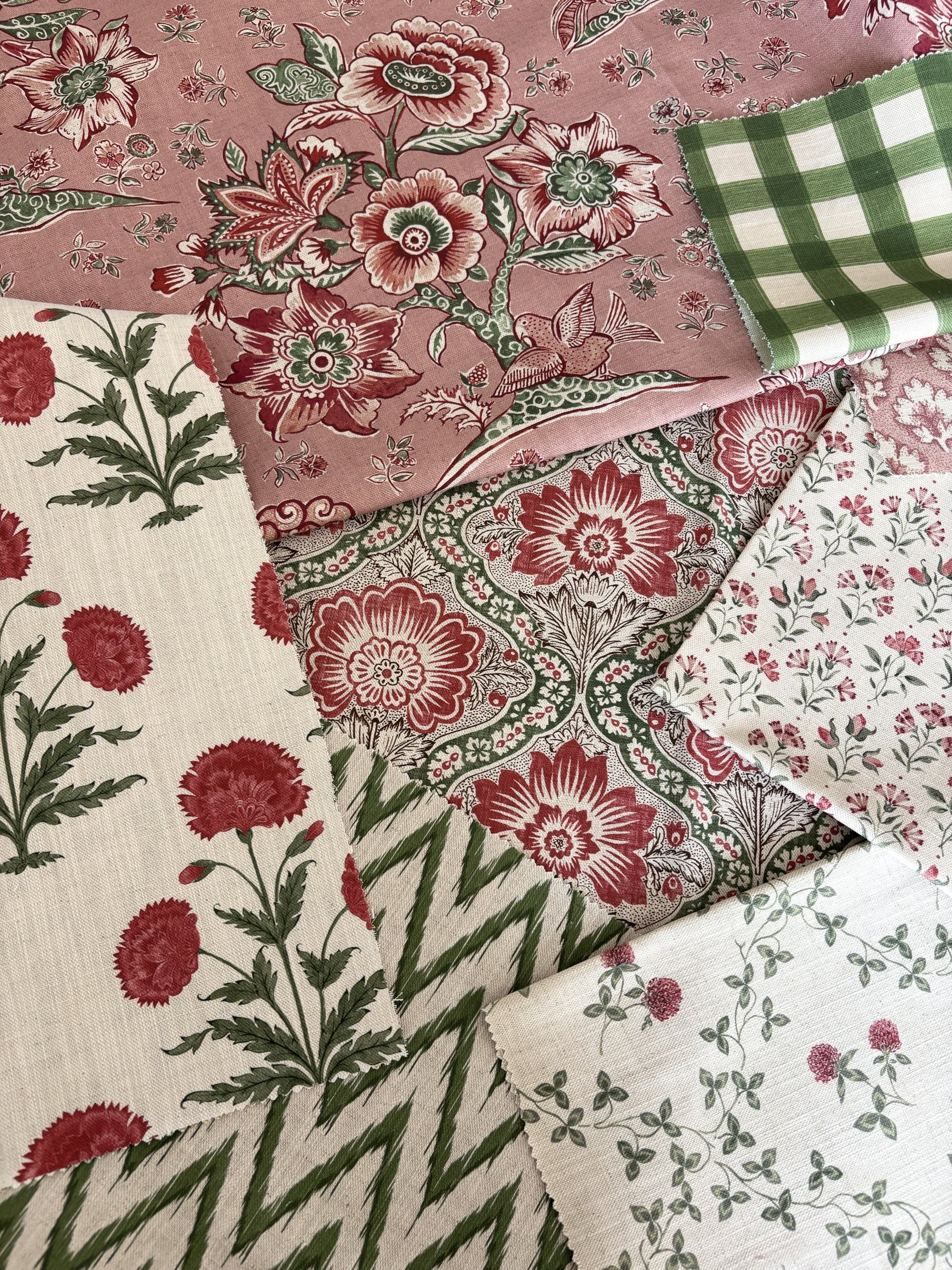 Pink and Green fabric mix by Alison Gee
