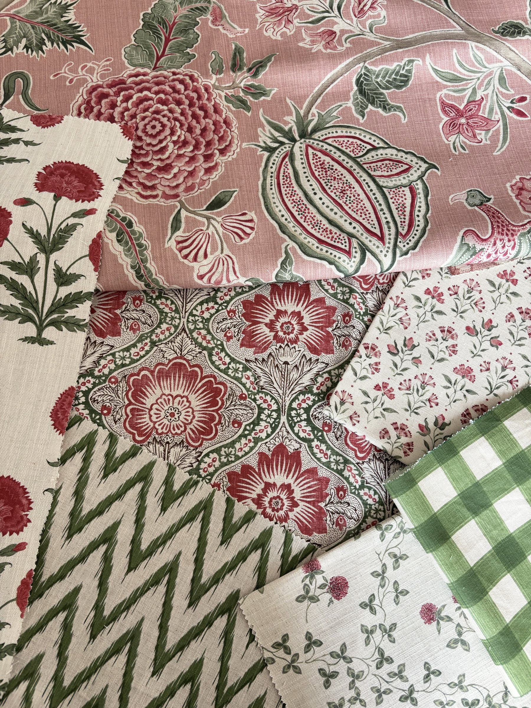 Pink and Green fabric mix by Alison Gee