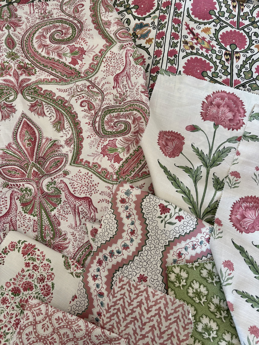 Savannah Pink and Green fabric mix by Alison Gee